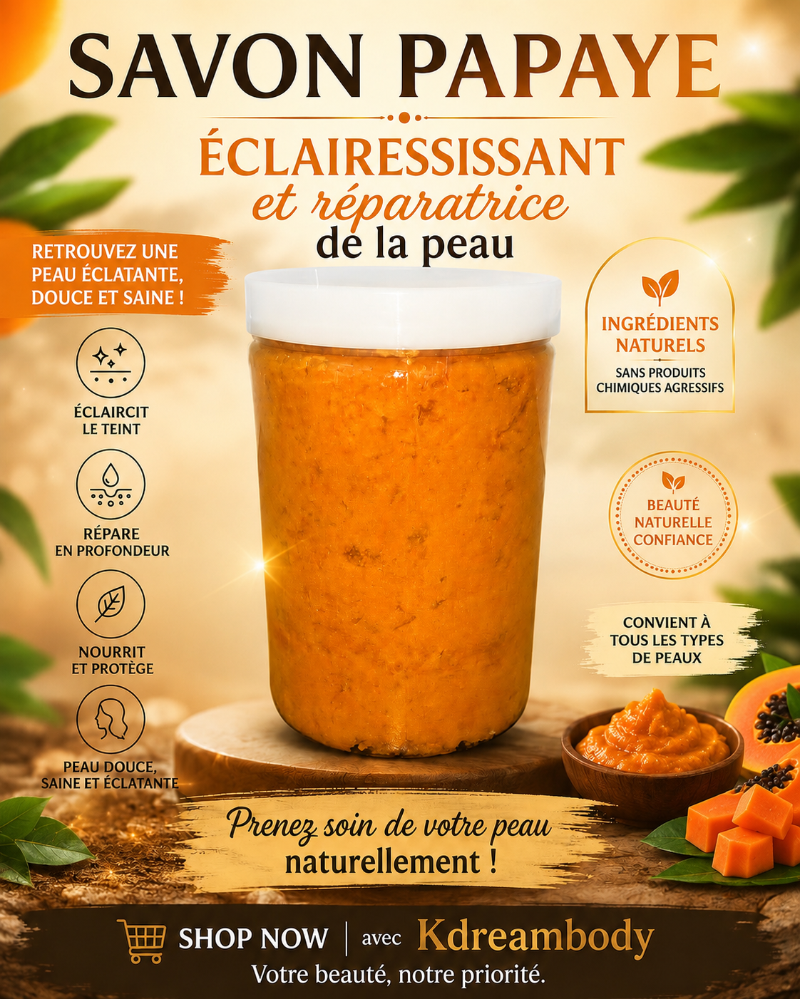Savon eclairessissant reparateur de la peau
